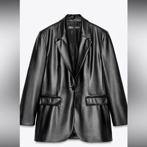 ZARA STRAIGHT FIT FAUX LEATHER BLAZER